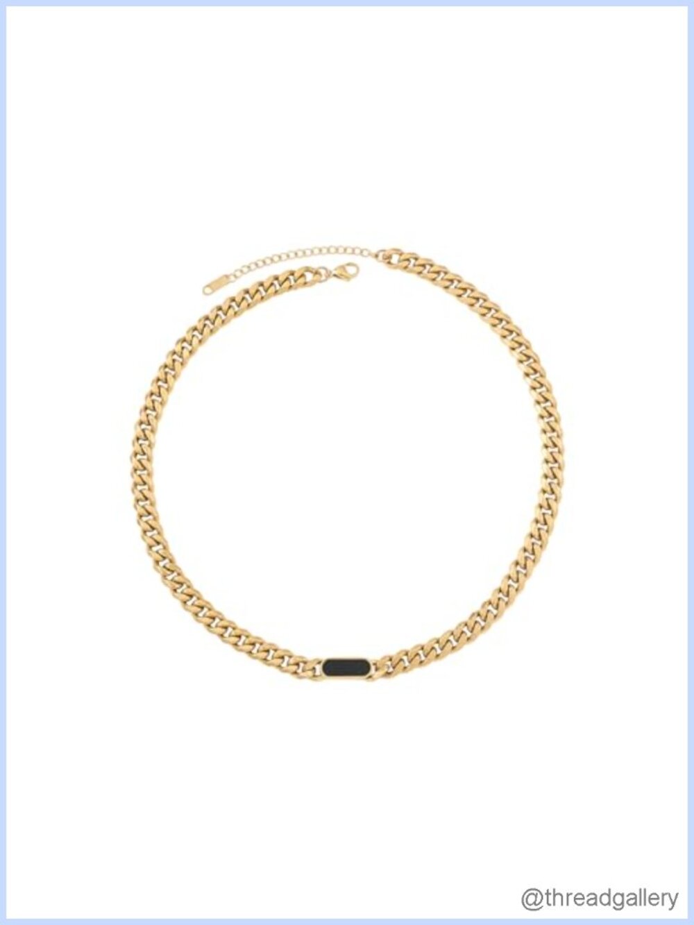 8mm Cuban Link Necklace 18K Gold Plated Pearl Bar Pendant Stainless Steel Choker